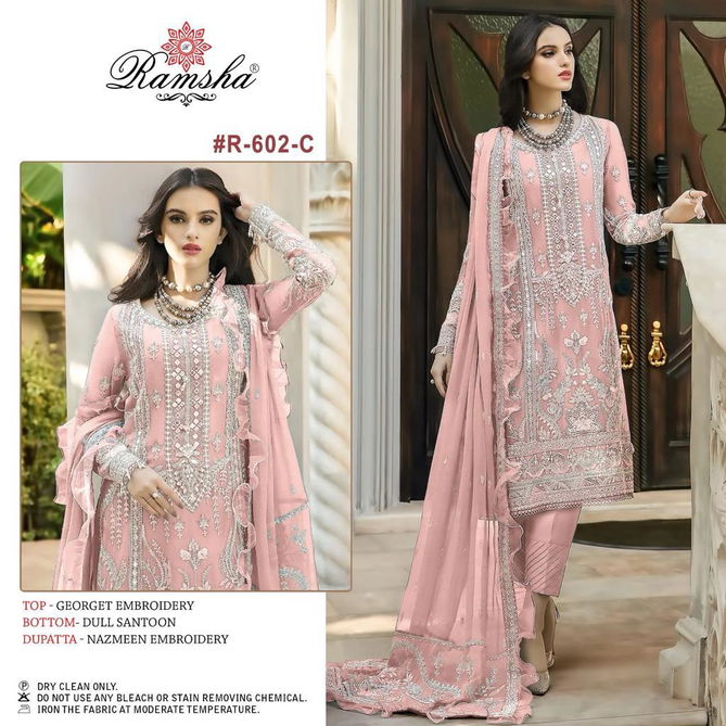 Ramsha R 602 Nx Embroidered Georgette Pakistani Suits Catalog
